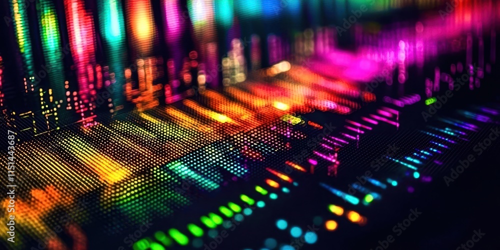 Poster Colorful line graph with many different colored points