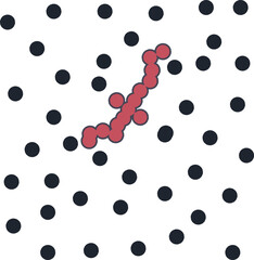 The texture consists of dots scattered across the canvas and one dark red structure or cluster of atoms, similar to a microorganism.
