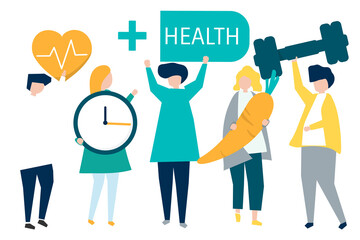 Healthy people png clipart, health conscious community avatars illustration on transparent background