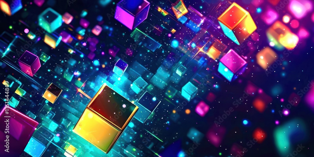 Poster colorful image of many different colored cubes