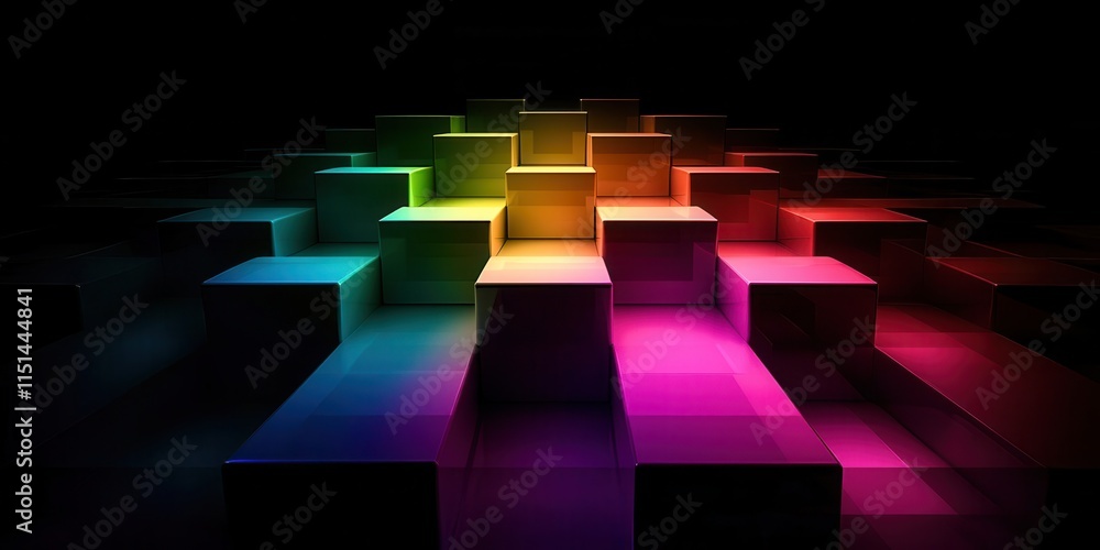 Poster colorful image of blocks in a rainbow pattern