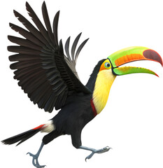 Obraz premium Adorable Keel-billed toucan cartoon clipart, perfect for tropical-themed illustrations and projects.