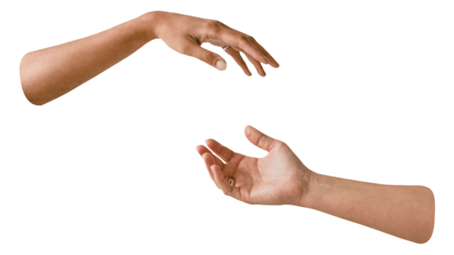 PNG Women's hands reaching for each other transparent background