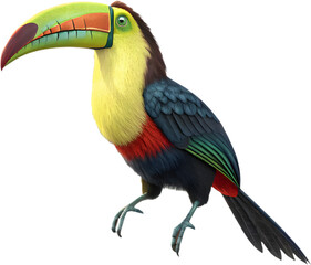 Fototapeta premium Adorable Keel-billed toucan cartoon clipart, perfect for tropical-themed illustrations and projects.