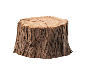 Rustic Wooden Tree Stump Isolated on White Background for Decor
