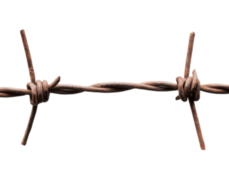 Rustic barbed wire on a transparent background for design projects