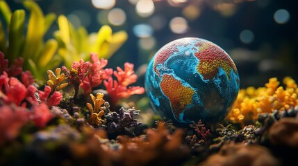 Vibrant Globe in Nature-Conceptual Garden Scene
