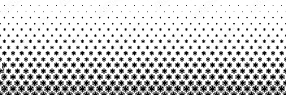 Poster horizontal halftone of black flower design for pattern and background.