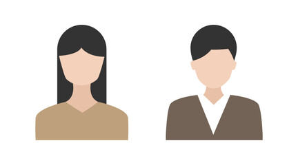 People Vector Icons. Two minimalist, faceless Avatars. Woman and Man. Avatars woman and man vector icons. Person vector icon