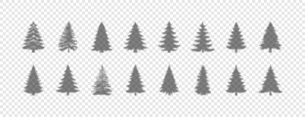 Silhouette Christmas Tree. Shadow Pine Tree. Shadow Christmas Trees different shape. Vector illustration