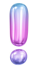 Exclamation mark symbol png sticker, pink 3D gradient balloon design, transparent background