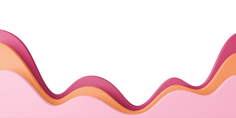 3D pink wave png border, transparent background