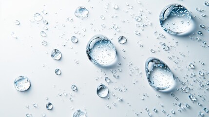 Waters drops on white background with empty space