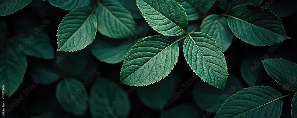 Poster tropical frame concept. close-up of lush green leaves showcasing delicate textures and natural patte