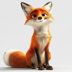Obraz premium a cartoon fox with white and orange fur