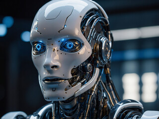 A futuristic humanoid robot with intricate, cutting-edge technology