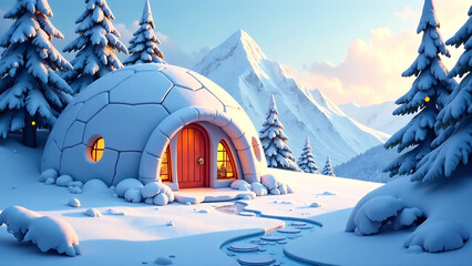 The igloo is tucked away in a secluded area offering privacy and tranquility making it the perfect escape from the hustle and bustle of daily life. 2d flat cartoon. See Less By Justlight new image