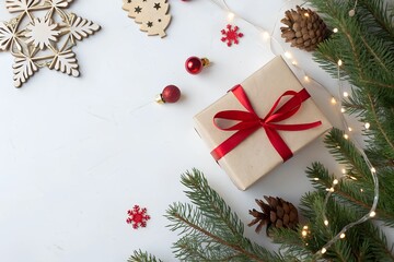 Christmas  gift box composition on a  white background
