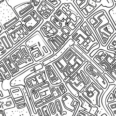 aerial view map outline abstract seamless pattern doodle line cute black and white Salam