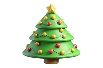 3D vector illustration of various Christmas-themed elements including Christmas trees
