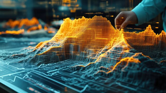 Analyst interacts with 3D digital terrain model.