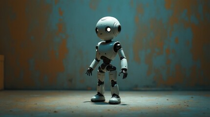 Fototapeta premium Robot Awakening Against Abstract Background