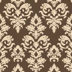 seamless pattern royal damask vintage middle aged rustic victorian classical luxury elegance soft brown background