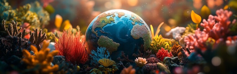 Vibrant Earth Surrounded by Jungle Plants
