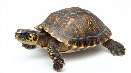 Fototapeta premium Close-Up of a Beautiful Tortoise on a White Background