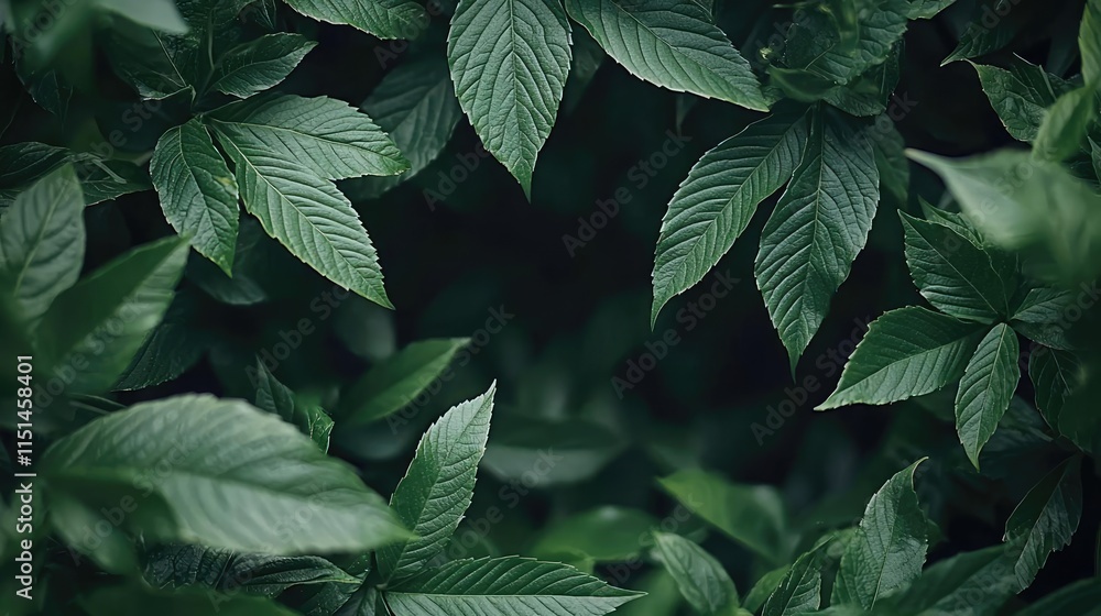 Poster tropical frame concept. close-up view of vibrant green leaves creating a natural frame and serene ba