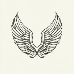Obraz premium Elegant pair of symmetrical wings, detailed line art.