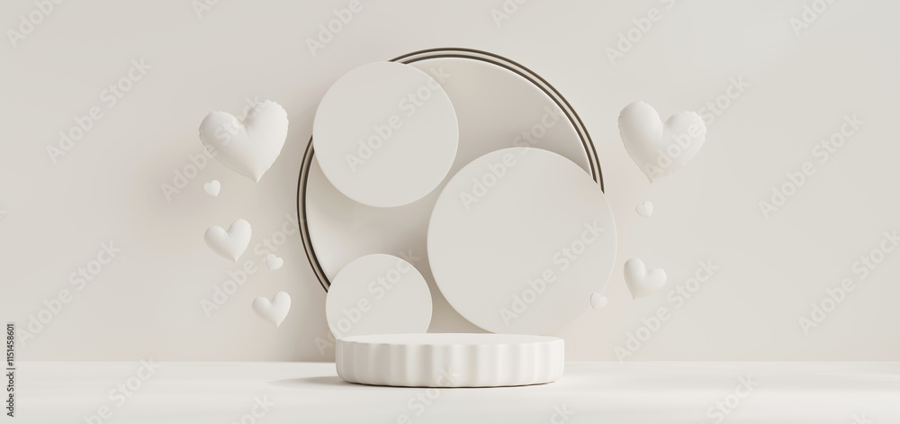 Poster white podium minimal for product display background backdrop presentation 3d rendering
