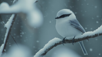 エナガ、シマエナガ、1羽