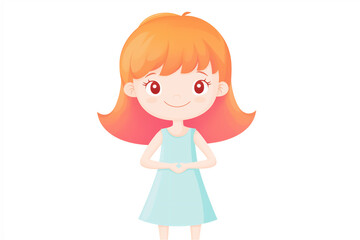 A smiling girl standing under the sun in a grassy field. Her flowing red hair and serene pose reflect pure joy and the beauty of nature.