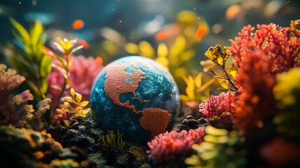Vibrant Earth Surrounded by Jungle Plants