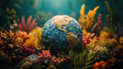 Vibrant Earth Surrounded by Jungle Plants