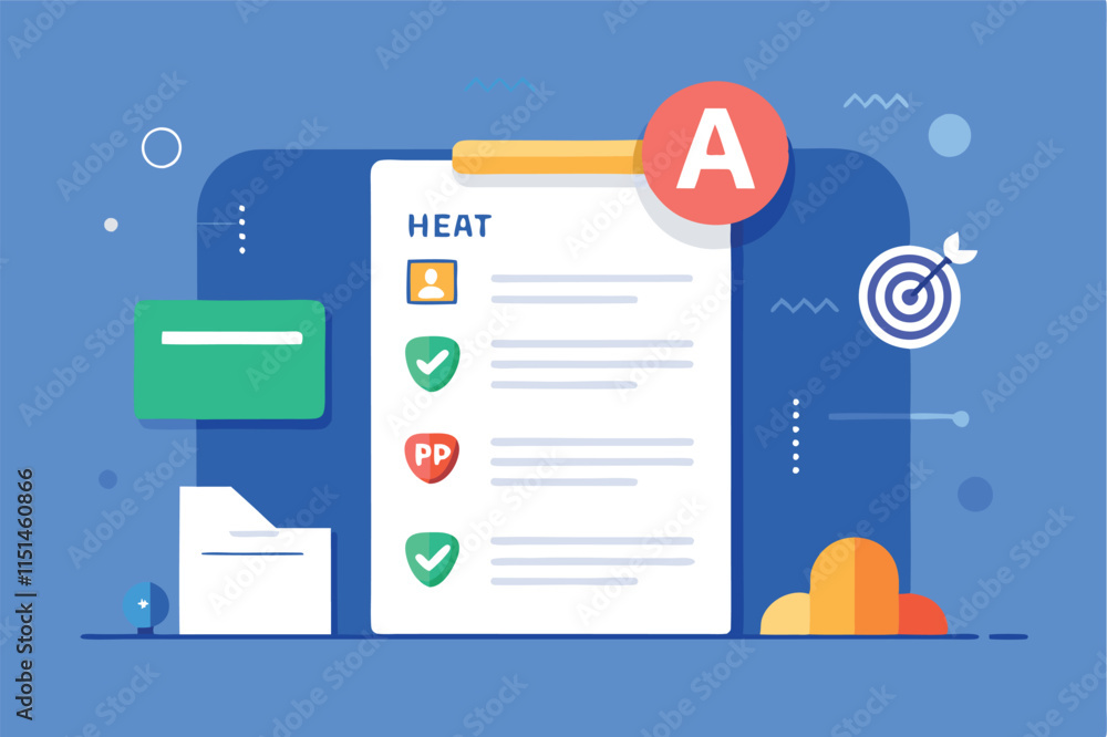 Poster creative digital workspace showcasing design elements and project details in a clean vector style