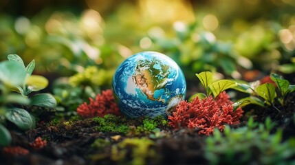 Vibrant Earth Surrounded by Jungle Plants