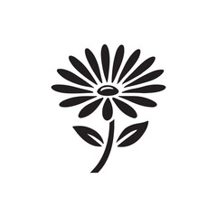 daisy flower silhouette vector line art logo