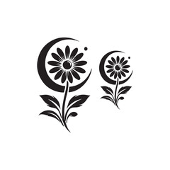 daisy flower silhouette vector line art logo