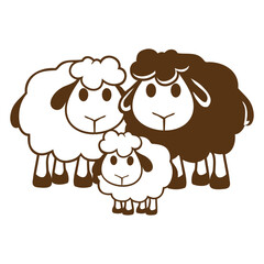 Family Sheep 3 Dad Mom Parents Child Love Baby Fun Design Lover Art Vector Illustration Card T-Shirt Poster Sticker Graphic Print Decorative Drawing Isolated Logo Decoration Symbol Creative Cool Style