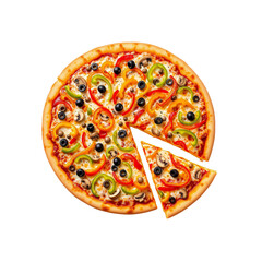 Delicious Veggie Pizza, Ready to Serve isolated on transparent background