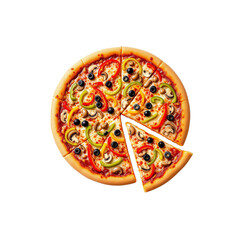 Delicious Veggie Pizza, Ready to Serve isolated on transparent background