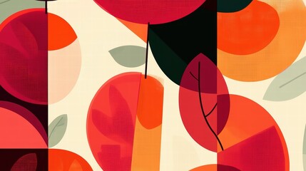 Overlapping peach slices showcase digital art display abstract background minimalist environment contemporary viewpoint