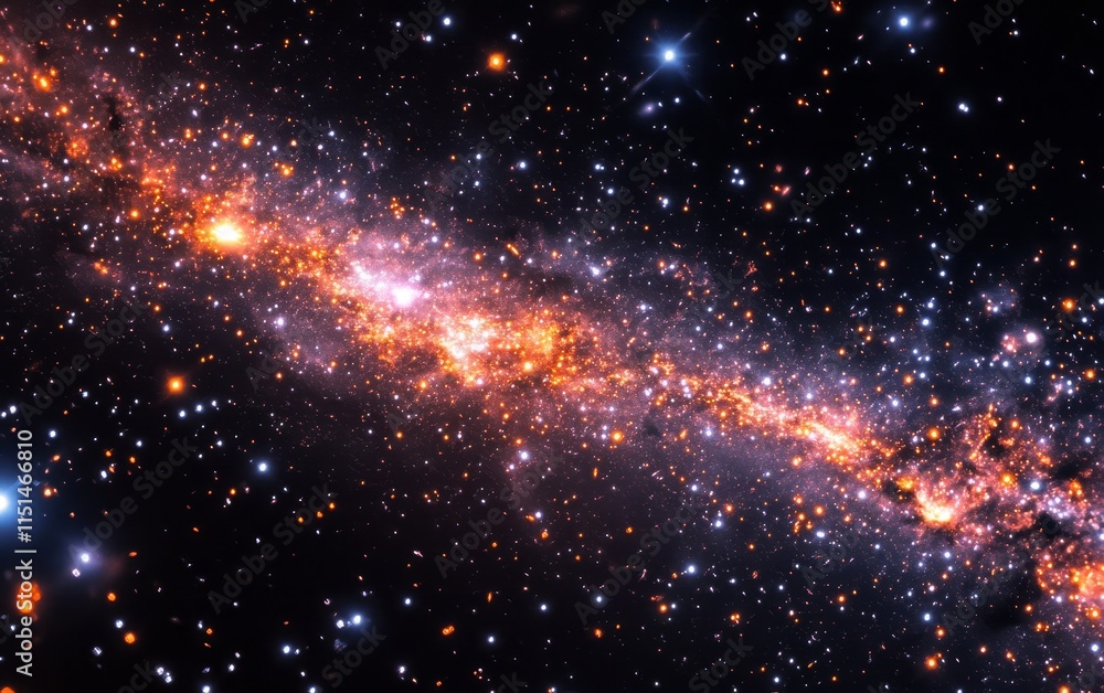 Wall mural particles floating through a dark space with glowing intensity. generative ai