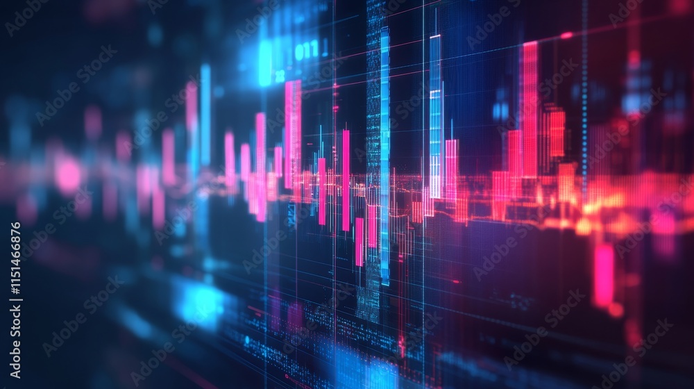 Poster 3d graph finance chart diagram on abstract economy background featuring growth financial data concep