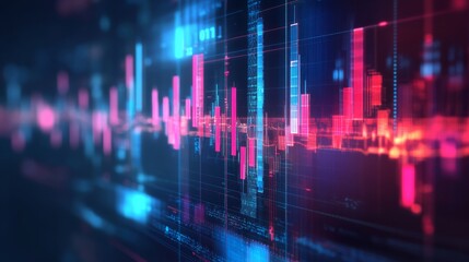 3D Graph Finance Chart Diagram on Abstract Economy Background Featuring Growth Financial Data Concept with Statistical Trends, Market Analysis, and Business Analytics for Financial Presentations and E