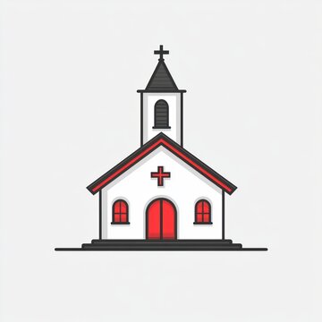 recommend clip art: Simple line art illustration of a church building.
