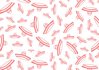 Mexican Hat Seamless Pattern Line Art Vector Illustration. Mexican Hat Background 07