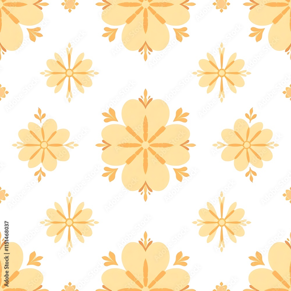 Poster golden floral seamless pattern: a delicate and intricate design featuring a repeating pattern of gol
